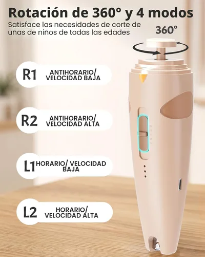 Miniatura 5 de Lictin Kit de Cuidado de Salud y Aseo para Bebé, Cortaúñas Eléctrico Recargable para Bebé 26 en 1, Lima de Uñas Segura para Bebé con Luz Automática