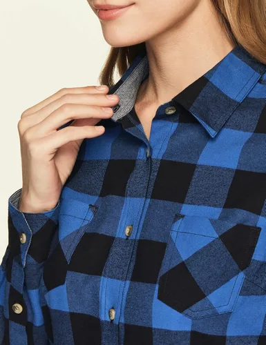 Miniatura 7 de CQR - Camisa de franela a cuadros para mujer, de manga larga, casual, de algodón suave cepillado y con botones
