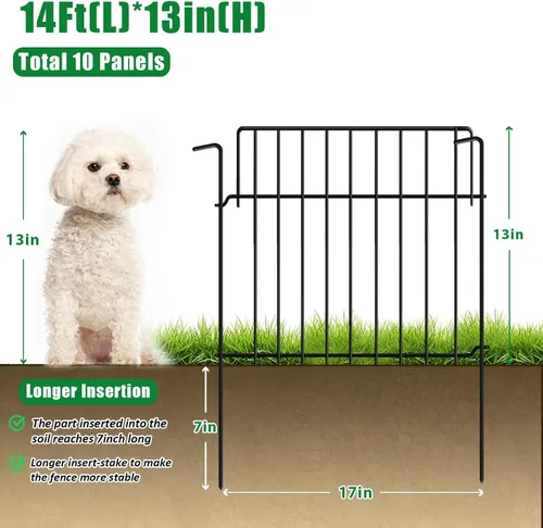 Miniatura 2 de Cerca de jardín de 14 pies (L) x 20 pulgadas (H), barrera para animales, cercado, paquete de 10, alambre de metal a prueba de óxido, bloqueador