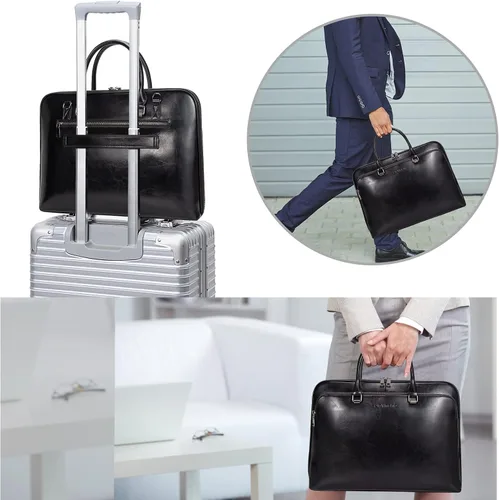 Miniatura 6 de Blofinche Bolso de mensajero para portátil con hombro: Maletín de trabajo de cuero genuino de 13.3 a 15.6 pulgadas, bolso de diseñador