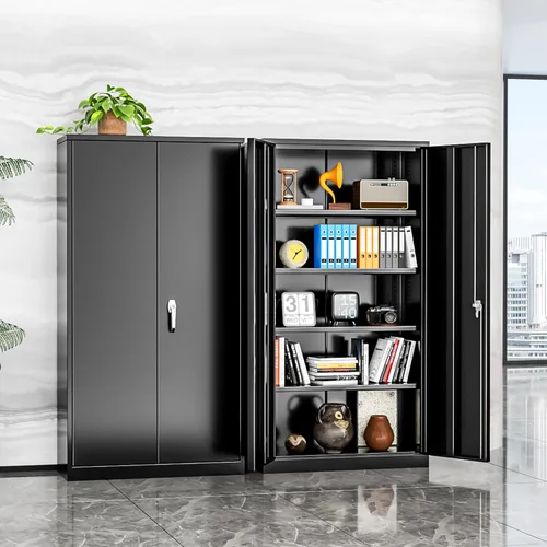 Miniatura 8 de INTERGREAT Gabinete de almacenamiento con puertas y estantes, gabinetes de almacenamiento de garaje de metal con cerradura, gabinete de suministro