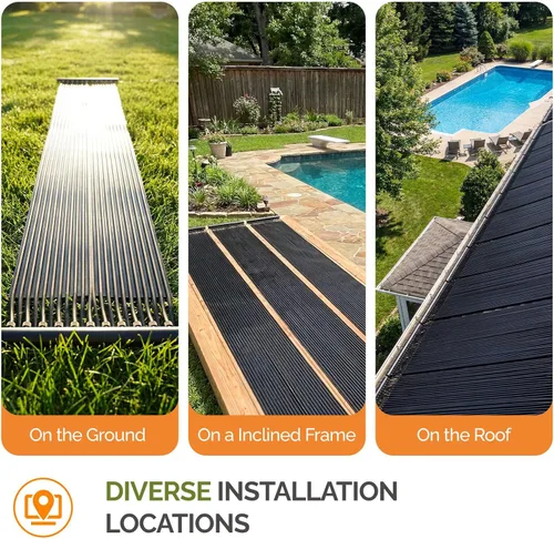 Miniatura 5 de VINGLI Calentador solar de piscina de 2.4 x 20 pies, sistema de calefacción de piscina de alta eficiencia resistente a la intemperie, calentador