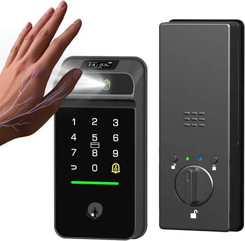 Cerradura inteligente de Palm Vein, cerradura inteligente WiFi con timbre, cerradura de puerta de entrada sin llave con huella digital, cerrojo
