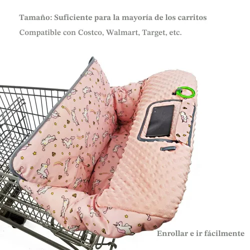 Miniatura 4 de RHYDEER Funda para carrito de compras para bebés - cubierta para silla alta, diseño de minky punteado, multi en 1, protección 360, enrollable