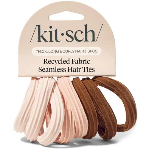 Miniatura 17 de Kitsch Lazos de nailon para el cabello sin daños, bandas elásticas para el cabello para una sujeción fuerte durante todo el día, soportes para cola