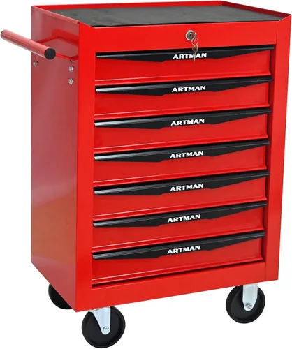 Miniatura 12 de Carro de herramientas con 7 cajones con ruedas, cofre de almacenamiento de herramientas con ruedas multifuncional, organizador de cajones con ruedas