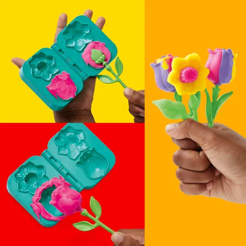 Miniatura 7 de Play-Doh Paquete de dos flores, tulipanes, narcisos, girasol y margaritas, kit de manualidades para niños, regalos para niñas y niños