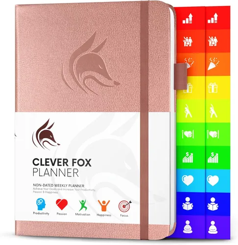 Miniatura 26 de Clever Fox Planificador – Planificador semanal y mensual sin fecha para productividad, gestión del tiempo y objetivos – Diario organizador – A5