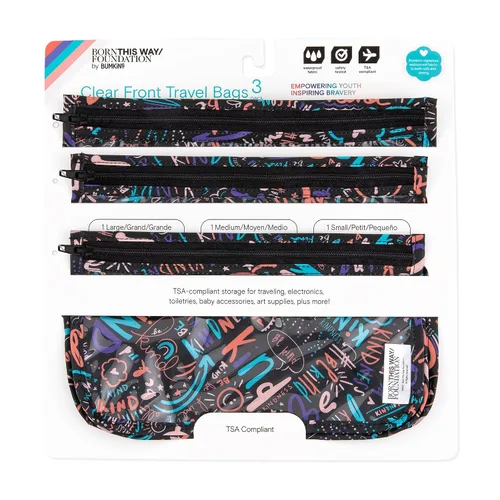 Miniatura 6 de Bumkins Bolsa de viaje, artículos de tocador, bebé, bolsa aprobada por la TSA, bolsa con cremallera, tamaño de cuarto de galón, lado transparente