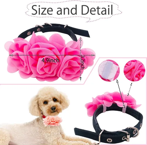 Miniatura 3 de Collar de perro de 4 o 6 o 20 piezas de flores grandes para mascotas, accesorios para collar de mascotas pequeñas, medianas y grandes, hembra, gato