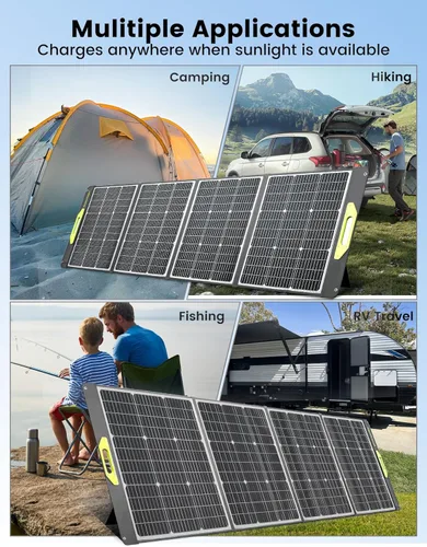 Miniatura 4 de Panel Solar Portátil de 120W, Panel Solar Plegable Greenmagic de 120W 19V para Camping al Aire Libre RV Hogar, Resistente al Agua IP67 con Estuche