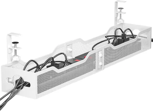 Miniatura 9 de Bandeja de organización de cables para debajo del escritorio, sin taladros, organización de cables de malla metálica debajo del escritorio