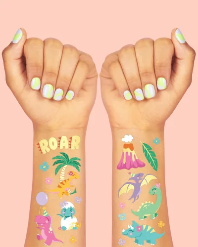 Miniatura 3 de xo, Fetti Tatuajes de dinosaurios - 38 estilos Suministros para fiestas de cumpleaños, recuerdos de fiesta de dinosaurios, decoraciones T-rex Niña