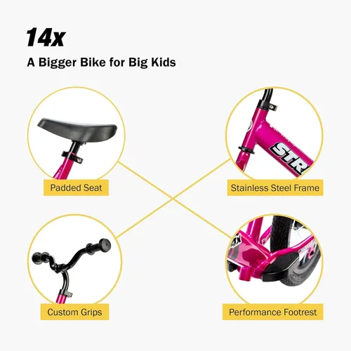 Miniatura 4 de Strider 14x - Bicicleta de equilibrio para niños de 3 a 7 años - Incluye agarres personalizados, asiento acolchado, reposapiés de rendimiento