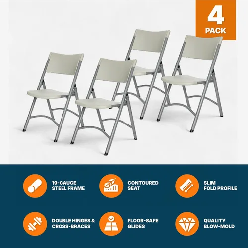 Miniatura 7 de OEF Furnishings Serie OEF600 Sillas plegables de respaldo alto, asiento de grado comercial de polietileno moldeado por soplado para uso en Gris