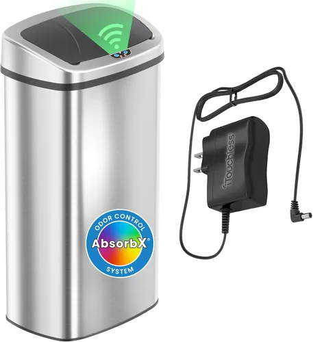 Miniatura 11 de iTouchless - Cubo de basura con sensor de 91 l / 24 galones 2.0 para cocina con tapa, recipiente de reciclaje automático sin contacto de acero Plata