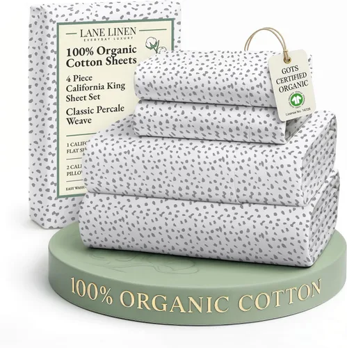 Miniatura 91 de LANE LINEN Sábanas 100% algodón orgánico para cama tamaño King, sábanas de percal suave, transpirables, de lujo, estilo hotelero, lavables a 09