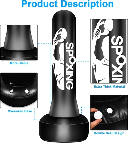 Miniatura 2 de Freestanding Punching Bags for Adults Teens - 70" Heavy Bag with Stand Men Standing Boxing Inflatable Kickboxing Training MMA Muay Thai Fitness