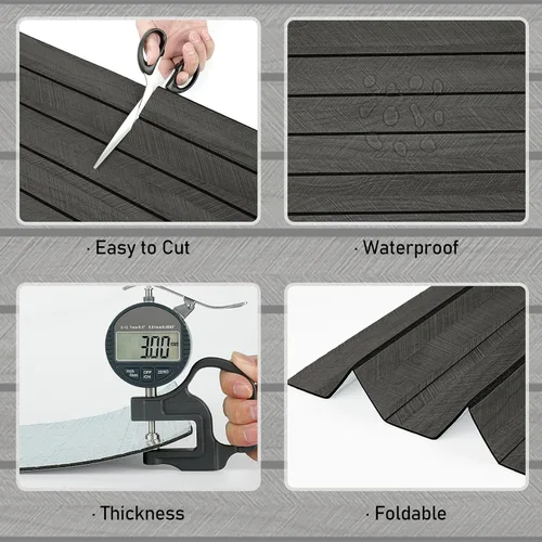 Miniatura 8 de Wallercity Paneles de madera 3D gris/negro para paredes, paneles de pared de listones de madera autoadhesivos para dormitorio, baño, panel de pared