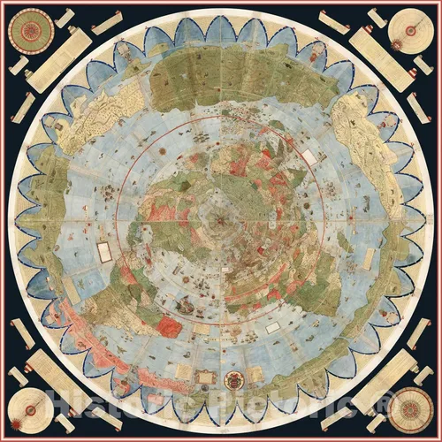 Miniatura 2 de Mapa histórico - Mapa del mundo, 1587, Urbano Monte - Arte de pared vintage - 24 x 24 pulgadas
