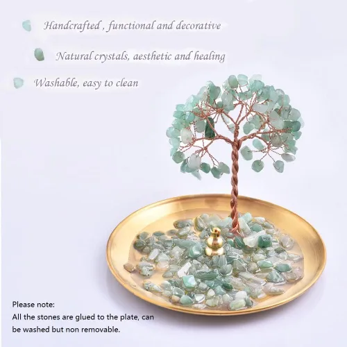 Miniatura 2 de Soporte para incienso para palos, quemador de incienso de piedra de cristal curativo Árbol del Dinero, recogedor de cenizas para yoga, meditación