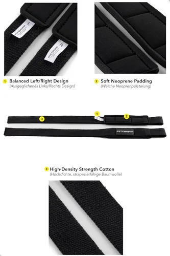 Miniatura 5 de Fitgriff® Lifting Straps & Wrist Wraps (Bundle) Superior Support for Weightlifting & Gym Workouts - for Men and Women Negro completo