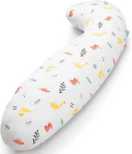 BYRIVER Almohada de Contorno de 35" de Enfriamiento Linda para Niños Niñas Niños, Almohada de Abrazo para Dormir, Funda de Almohada de Dinosaurio