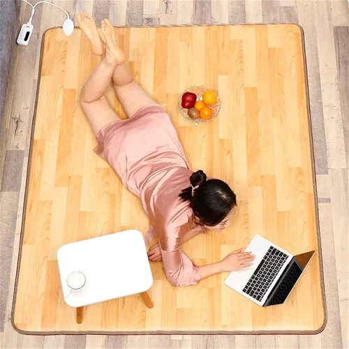 Alfombrillas eléctricas con calefacción – Alfombra grande de grano de madera, calentador de suelo para el hogar, calentador de pies calentado debajo