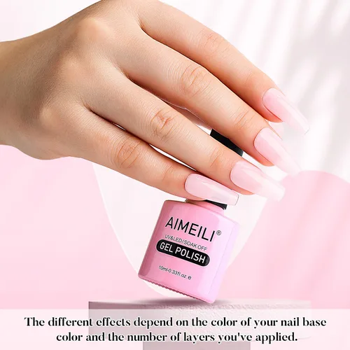 Miniatura 3 de AIMEILI Esmalte de uñas de gel sin crueldad, vegano, gel para uñas removible UV LED sin hema, arte de uñas nude, color rosa nude (022), 0.3 fl oz