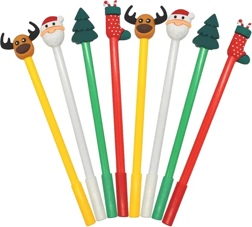 Miniatura 5 de 12 bolígrafos de Navidad con diseño de ciervo de la suerte, alce, Papá Noel, árbol de Navidad, Navidad, relleno de calcetines, bolígrafos