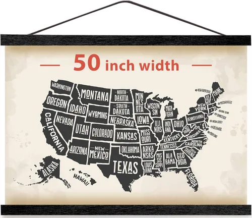 Miniatura 32 de Colgador magnético para póster con marco para 24x36 24x30 24x32 pósters de películas y música, marcos de madera de teca para lienzo grande, mapa