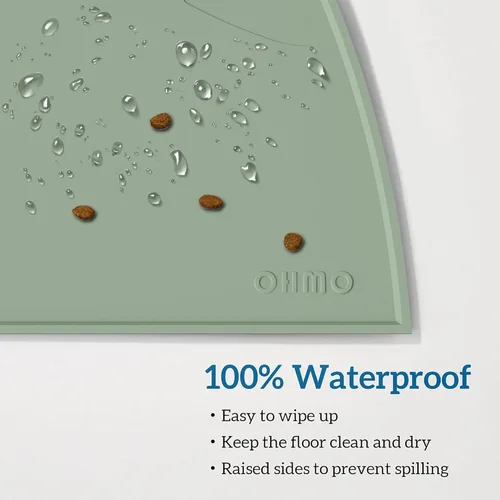 Miniatura 42 de OHMO - Tapete de silicona para alimentos para gatos, tapete de alimentación de mascotas para el piso, antideslizante e impermeable, bandeja de agua