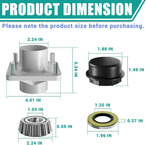 Miniatura 4 de DRIVE UP EZGO TXT Bujes delanteros, cubo de rueda delantera para carrito de golf con cojinetes de rueda para EZGO TXT Medalist 2001-2013 a gasolina