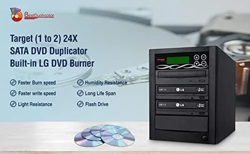 Miniatura 2 de BestDuplicator Bd-Lg-2T 2 Target 24X Sata Dvd Duplicador con quemador Lg incorporado (1 a 2)