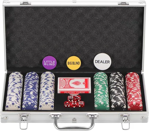 Miniatura 13 de Juego de 200 fichas de póquer para Texas Holdem, blackjack, torneos con estuche de aluminio, 2 barajas de cartas, botón de repartidor, botón de Rojo