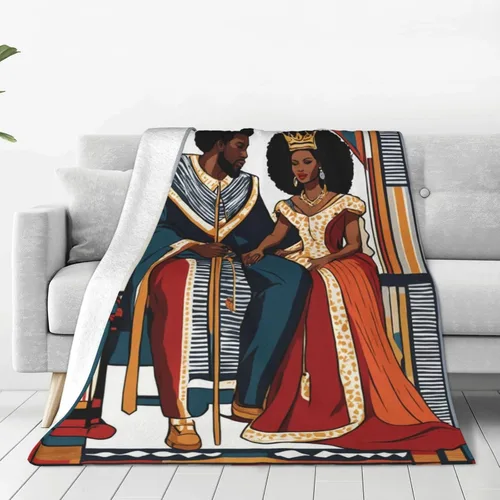 Miniatura 2 de Manta afroamericana de 50 x 60 pulgadas, regalo para amantes del rey y la reina, ultra suave, acogedora, decorativa, estilo bohemio, acogedora manta