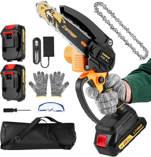 Miniatura 6 de Motosierra sin escobillas de 12" de 20V, motosierra eléctrica inalámbrica, motosierra portátil de mano, motosierras para poda de ramas y corte