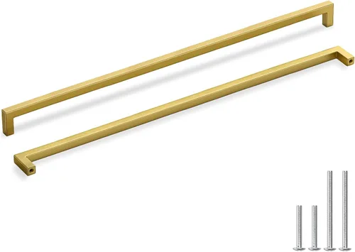 Miniatura 22 de Homdiy Manijas de gabinete de cocina de bronce cepillado de 6- 1/4 pulgadas, paquete de 30 tiradores de gabinete dorados, cuadrados, herrajes