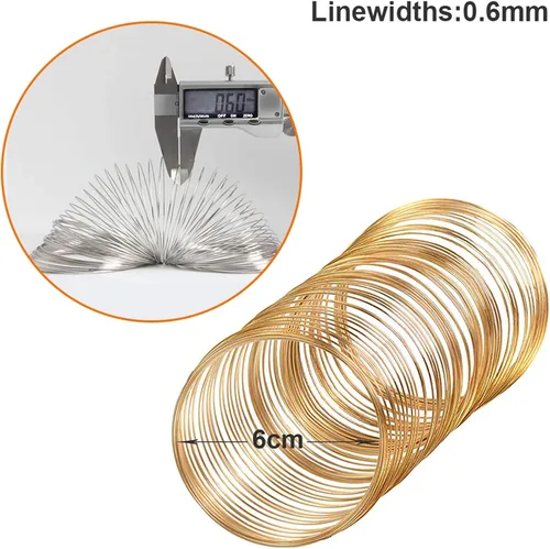 Miniatura 3 de Pulsera de 500 lazos para joyería con cuentas de memoria de alambre de memoria de acero para suministros de fabricación de joyas, creación de arte