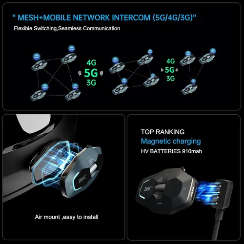 Miniatura 4 de SolaMr X10 Auriculares Bluetooth para Casco de Motocicleta Altavoces Audífonos, Intercomunicador para Casco de Esquí Sistema de Comunicación
