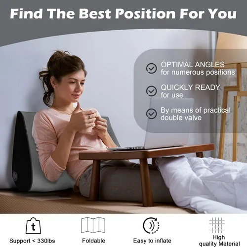 Miniatura 4 de TheClover Cojín inflable portátil de cuña – Paquete de 2 posicionadores corporales almohada plegable de cuña para dormir, espalda, viajes, cama
