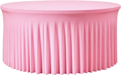 Miniatura 32 de 2 Pack White 72 inch Round Spandex Tablecloth, Washable Stretchy Fitted 6FT Round Tables,Elastic Edge with Skirt, Wrinkle-Free Table Cloths for