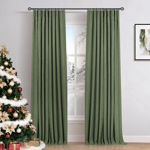 Miniatura 37 de INOVADAY Cortinas 100% opacas para dormitorio, cortinas opacas de 84 pulgadas de largo, cortinas opacas de lino con anillos de clip, aislamiento
