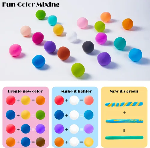 Miniatura 3 de EDIFON Arcilla seca al aire, arcilla de modelado de 24 colores para niños, juguete de arcilla mágica de espuma con herramientas de escultura