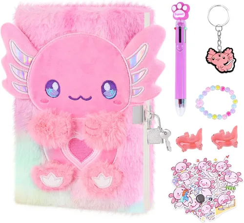 Miniatura 10 de homicozy Diario de unicornio para niños con cerradura y llave, diario difuso de teñido anudado para niñas de 6 años en adelante, cuaderno de tapa