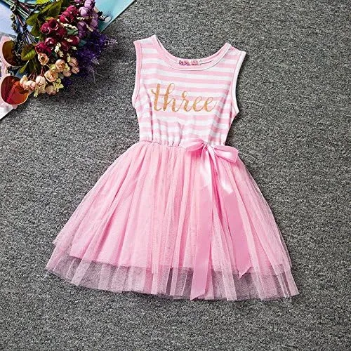 Miniatura 5 de Disfraz de princesa para niñas de 123 cumpleaños, sesión de fotos, vestido tutú de manga larga a rayas con corona brillante, 1-3 años