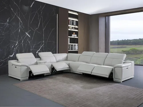 Miniatura 34 de BlackJack Furniture Venice - Juego de sofá reclinable seccional de cuero italiano de grano superior de 12 piezas con 4 reclinables eléctricos