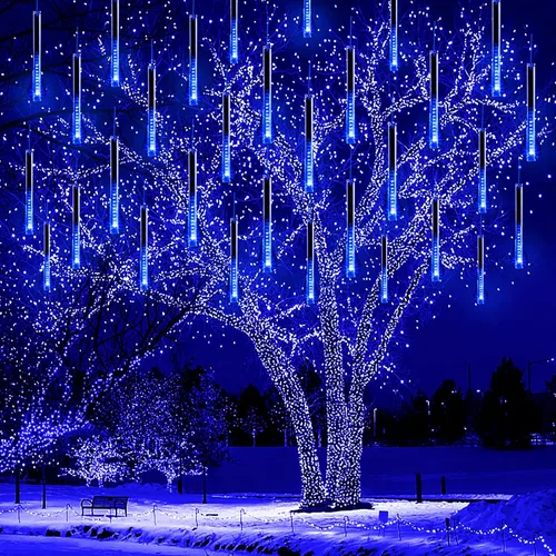 Miniatura 7 de Decoración de Navidad al aire libre, 32 tubos de luces de lluvia de meteoritos para exteriores e interiores, luces en cascada de carámbano de nieve