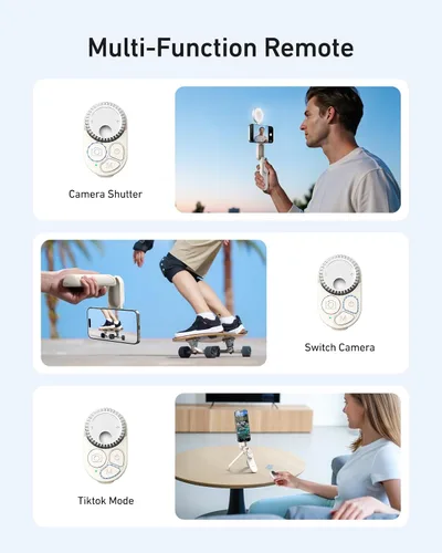 Miniatura 5 de TELESIN Trípode magnético para teléfono, mini palo selfie con control remoto de zoom, soporte de bolsillo seguro para iPhone 17 16 15 y Android