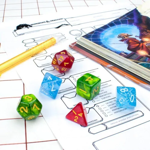 Miniatura 4 de Wiz Dice Serie II - Juego de dados poliédricos para juegos de rol de mesa de aventura con una bolsa de dados - Juego de dados DND, adecuado